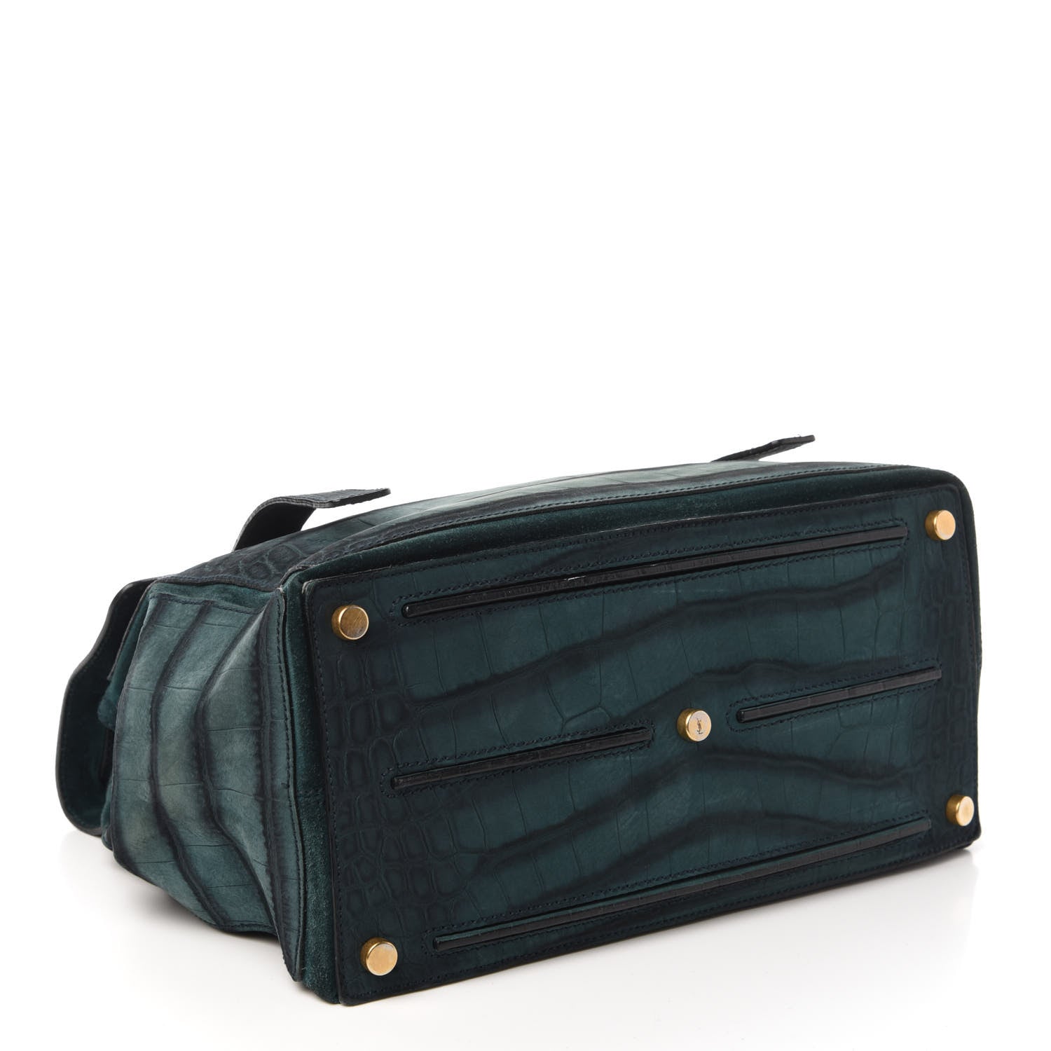 Saint Laurent Crocodile Embossed Nubuck Calfskin Medium Muse Two Green 4 of 10
