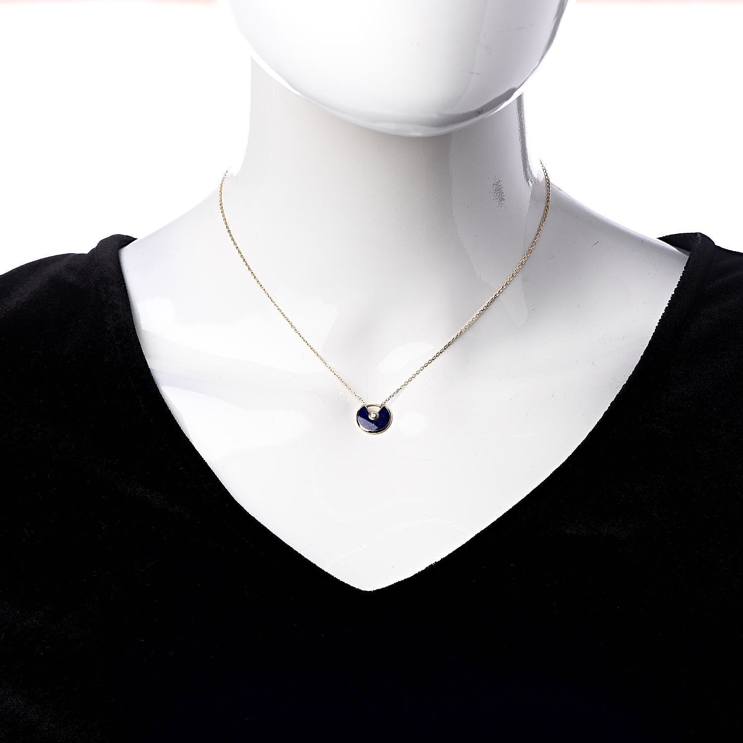 Cartier 18K Yellow Gold Diamond Lapis Lazuli XS Amulette de Pendant Necklace 2 of 6