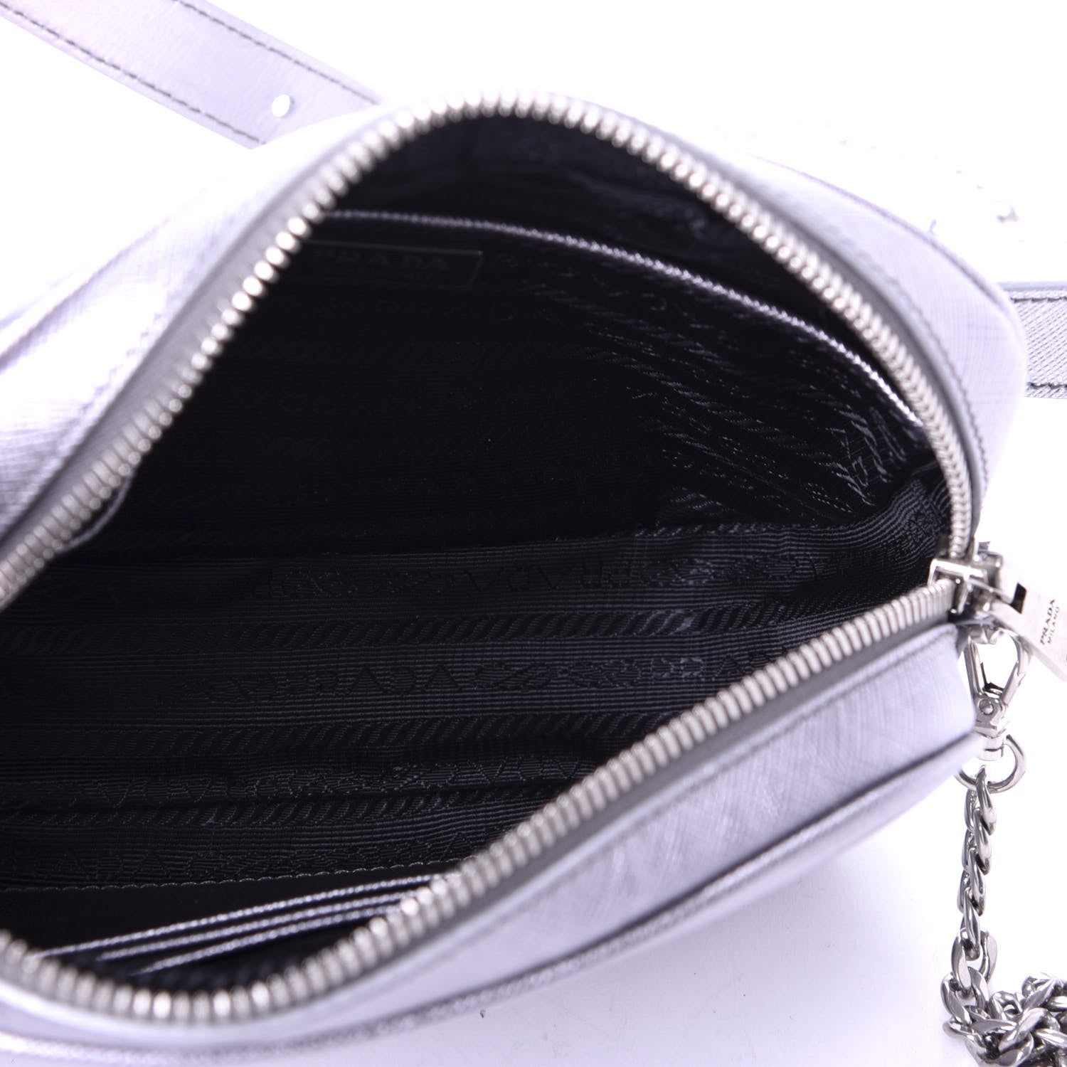 Prada Metallic Saffiano Belt Bag Silver 6 of 10