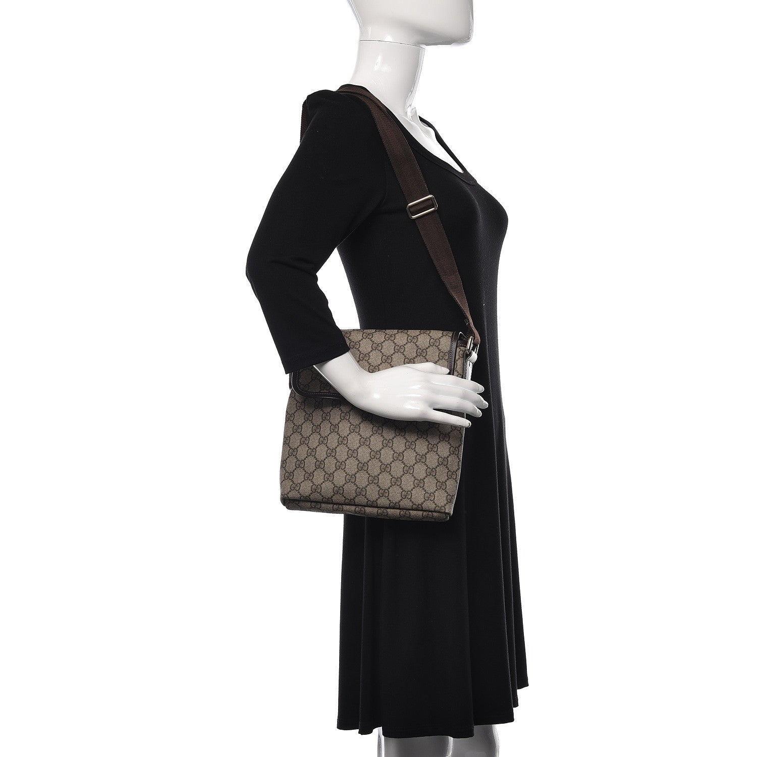 Gucci GG Plus Monogram Small Flap Messenger Bag Beige Dark Brown 2 of 9