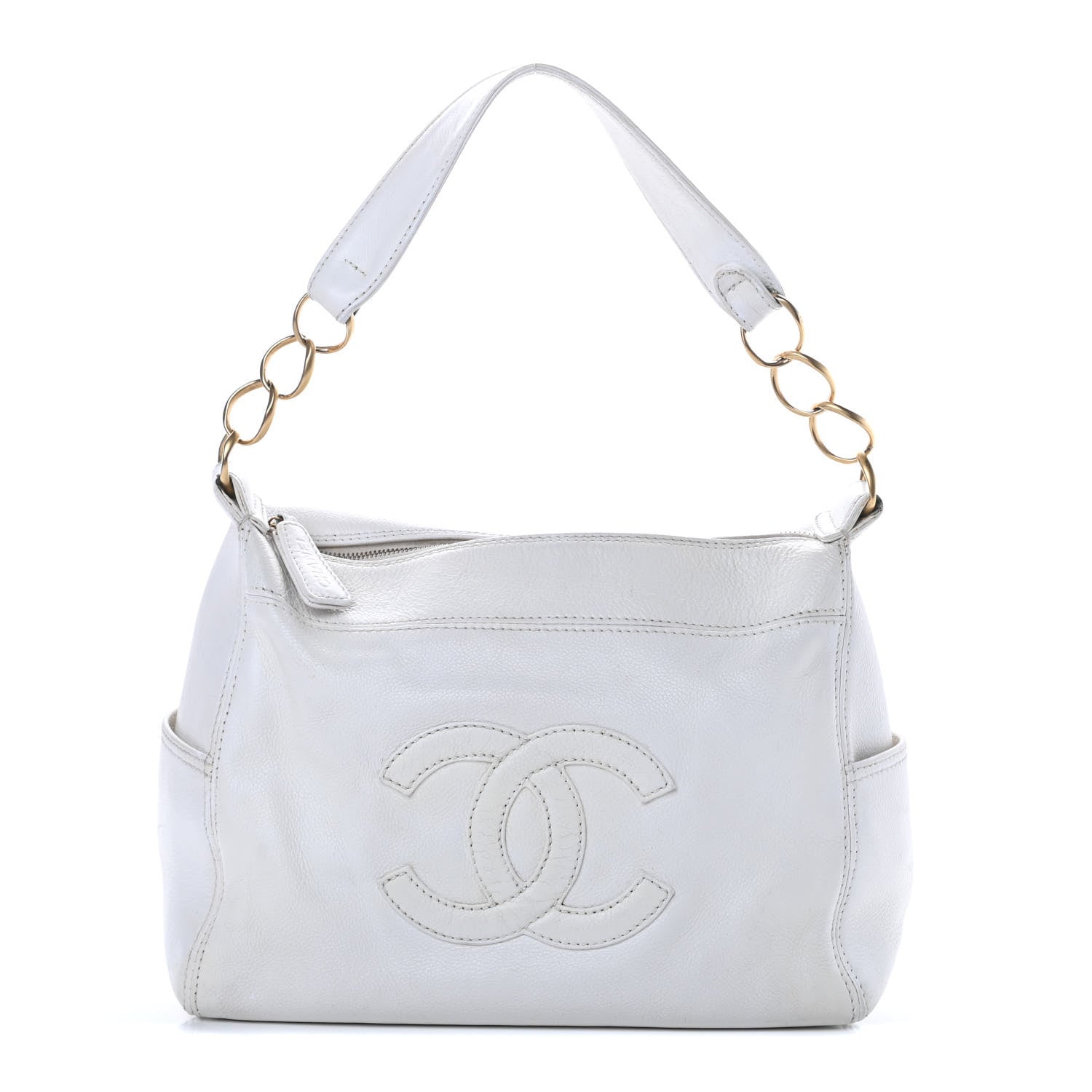 Chanel Calfskin CC Hobo White 1 of 15