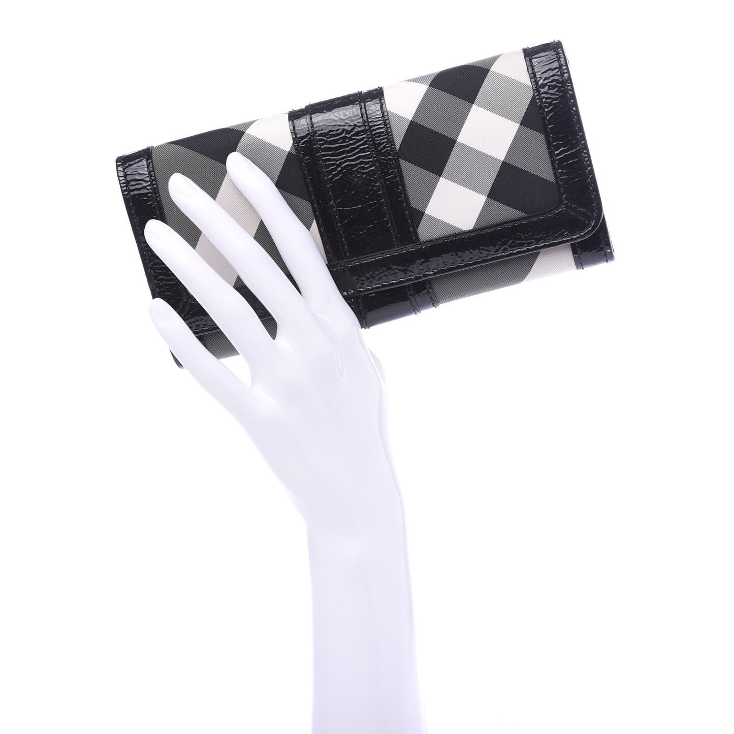 Patent Canvas Smoked Check Wallet Black