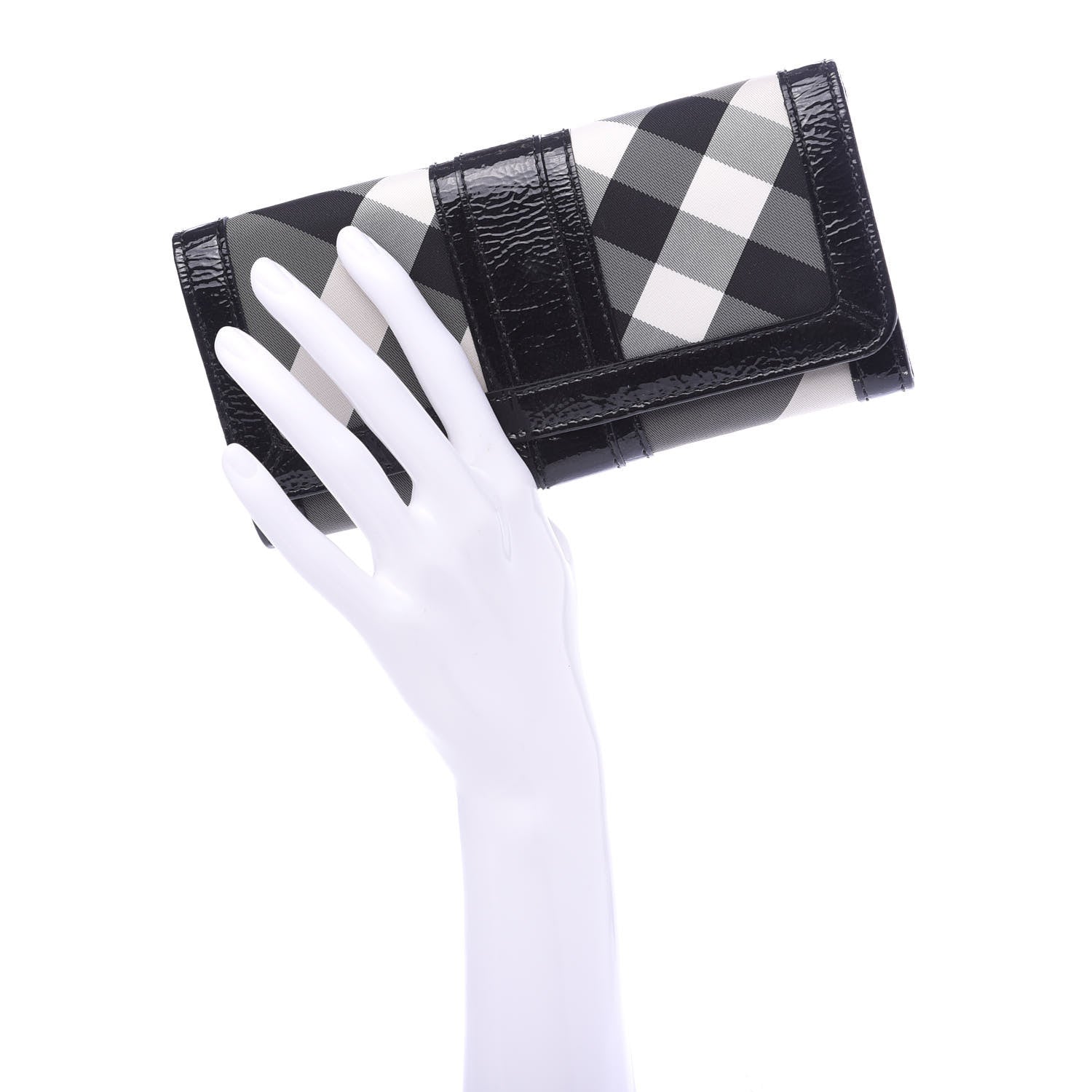 Burberry Patent Canvas Smoked Check Wallet Black 2 of 9