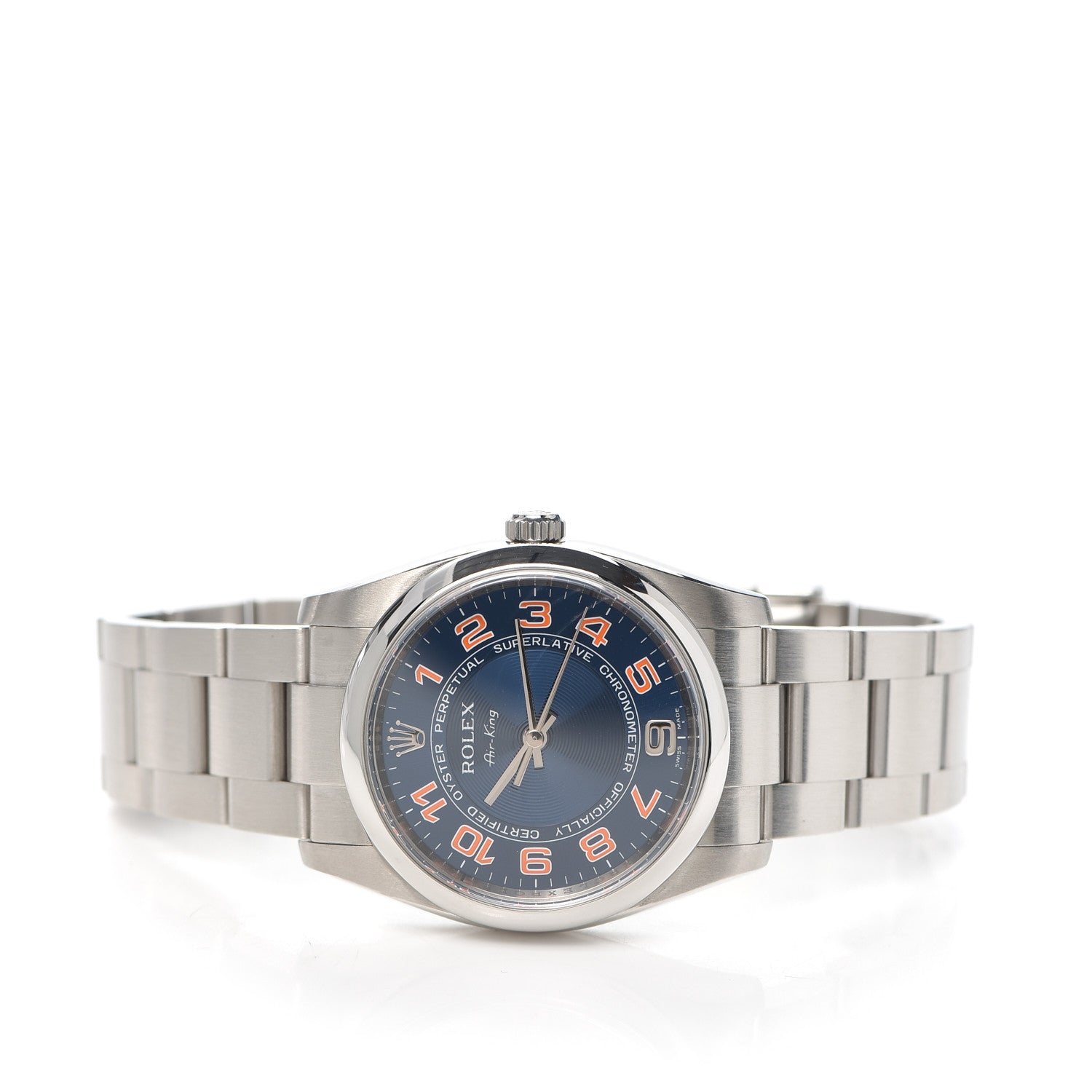 Rolex Stainless Steel 34mm Air-King Oyster Perpetual Watch Concentric Blue 114200 2 of 5