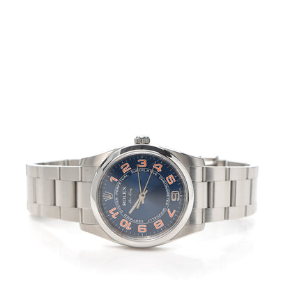 Rolex Stainless Steel 34mm Air-King Oyster Perpetual Watch Concentric Blue 114200 2 of 5