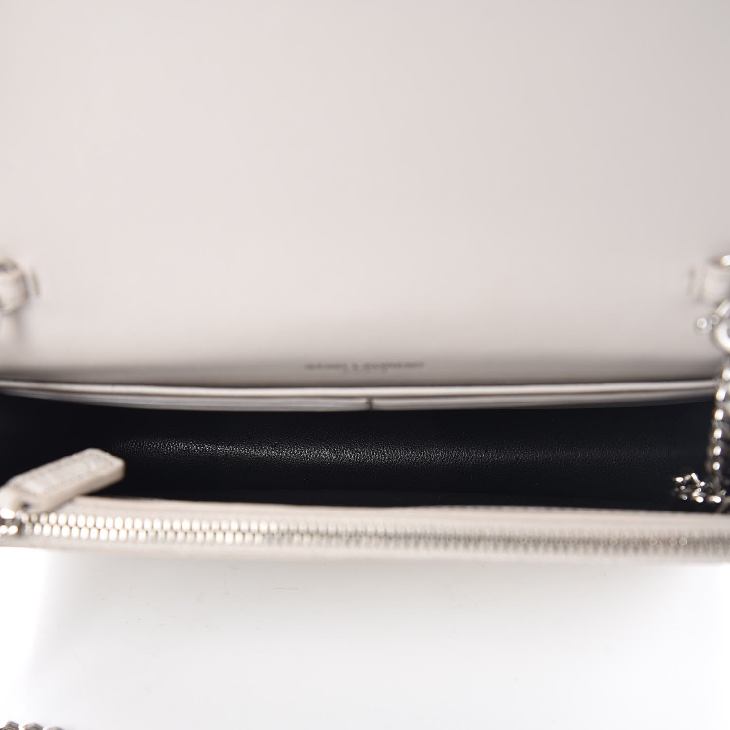Saint Laurent Calfskin Crocodile Embossed Kate Monogram Tassel Chain Wallet Cremasoft 9 of 9