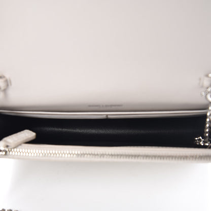 Saint Laurent Calfskin Crocodile Embossed Kate Monogram Tassel Chain Wallet Cremasoft 9 of 9