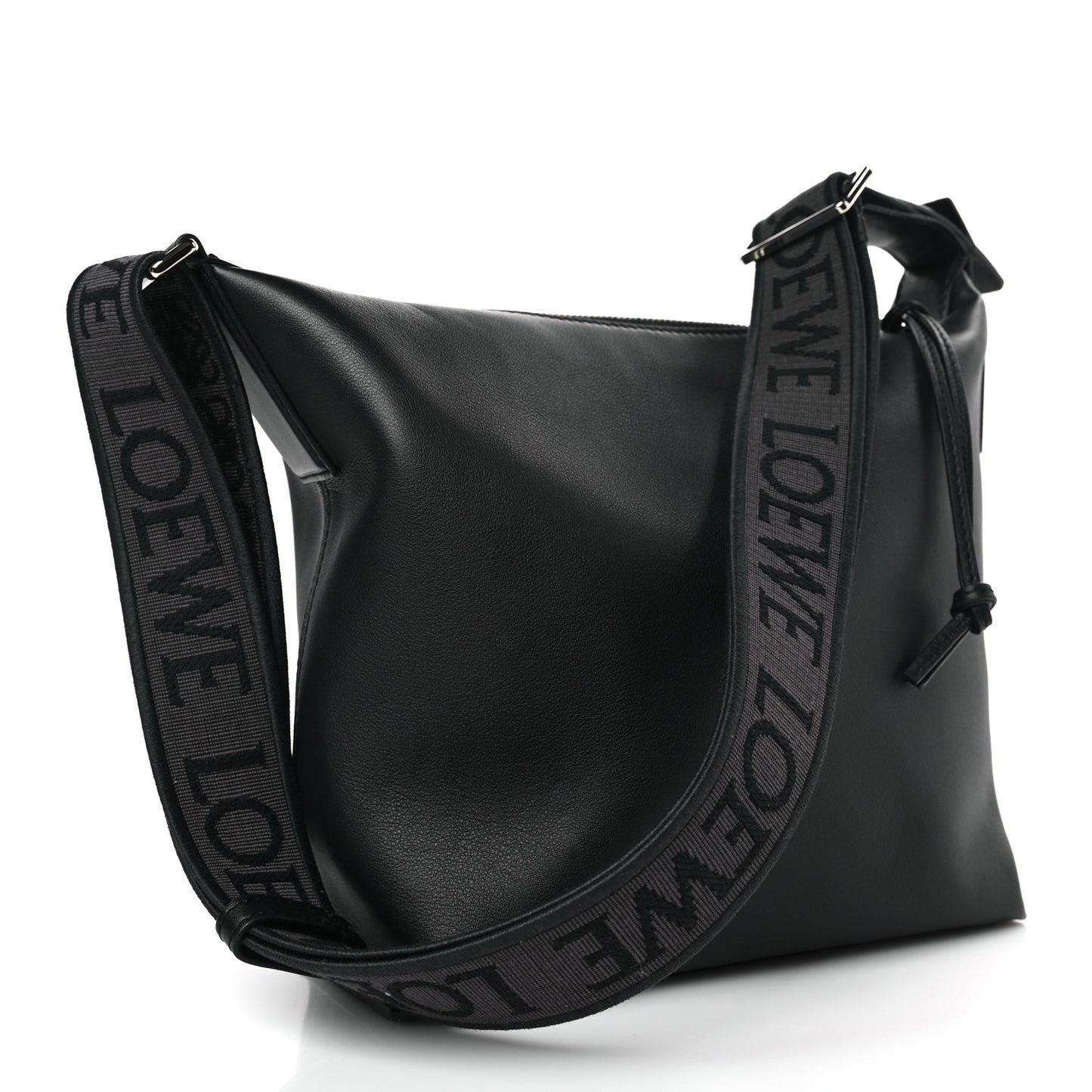 Supple Smooth Calfskin Jacquard Cubi Crossbody Bag Black