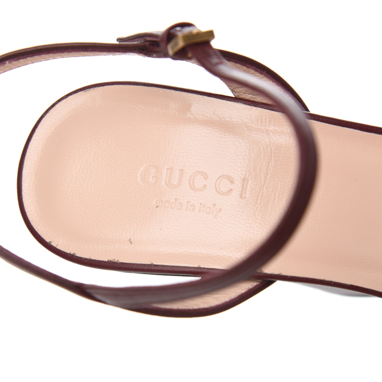 Gucci Lifford Calfskin GG Marmont Ankle Wrap 105mm Sandals 37.5 Vintage Bordeaux 6 of 13
