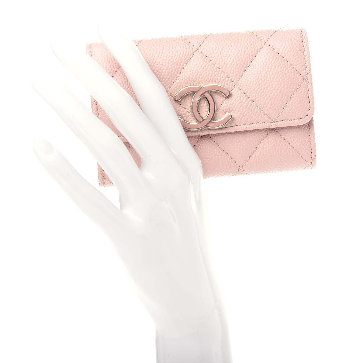 Chanel Caviar Quilted Flap Card Holder Light Pink 2 of 9