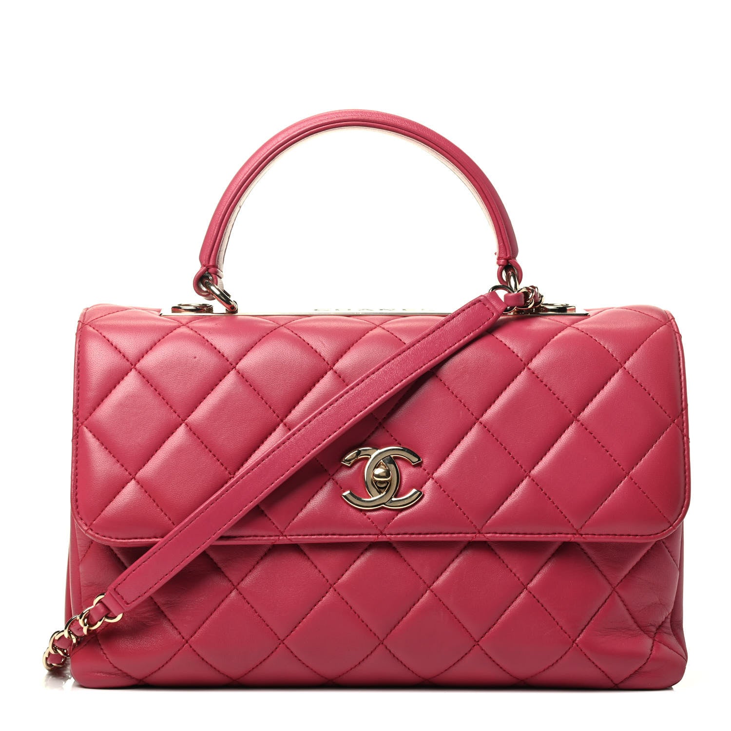 Chanel Lambskin Quilted Medium Trendy CC Flap Dual Handle Bag Dark Pink 1 of 3