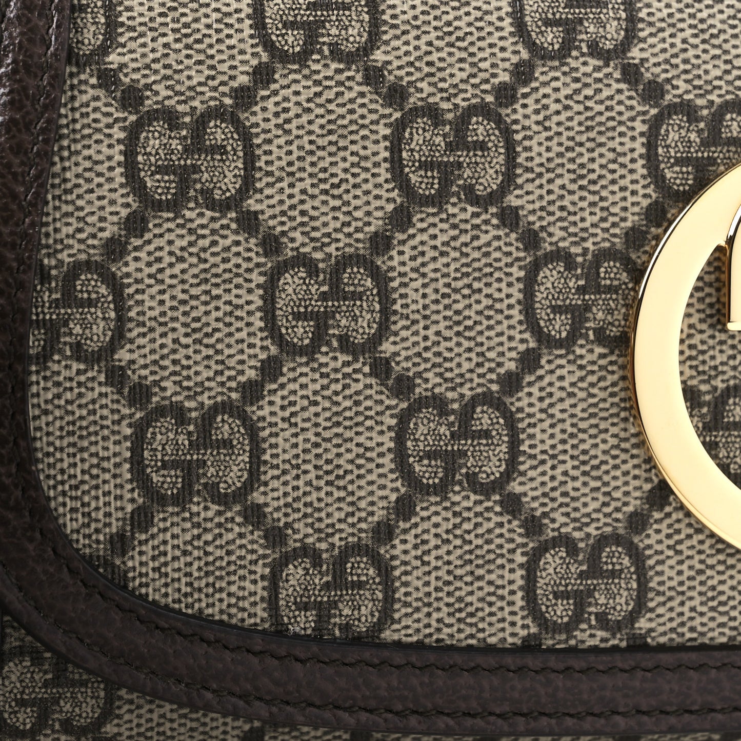 GG Supreme Monogram Textured Dollar Calfskin Blondie Continental Chain Wallet Beige Ebony New Acero