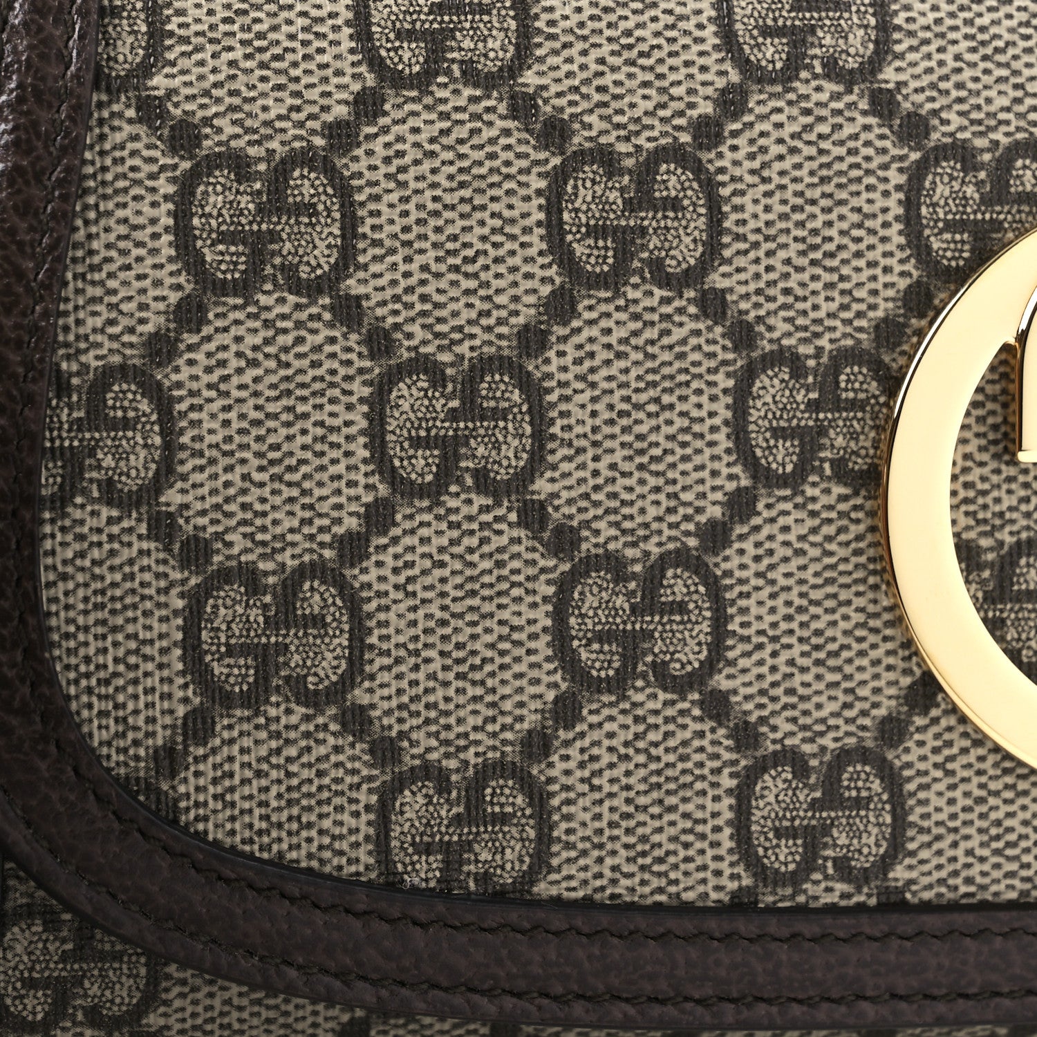 Gucci GG Supreme Monogram Textured Dollar Calfskin Blondie Continental Chain Wallet Beige Ebony New Acero 11 of 14