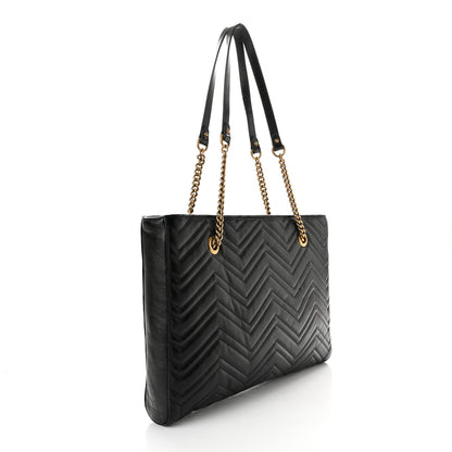 Gucci Vintage Calfskin Matelasse Medium GG Marmont Slim Tote Black 3 of 10