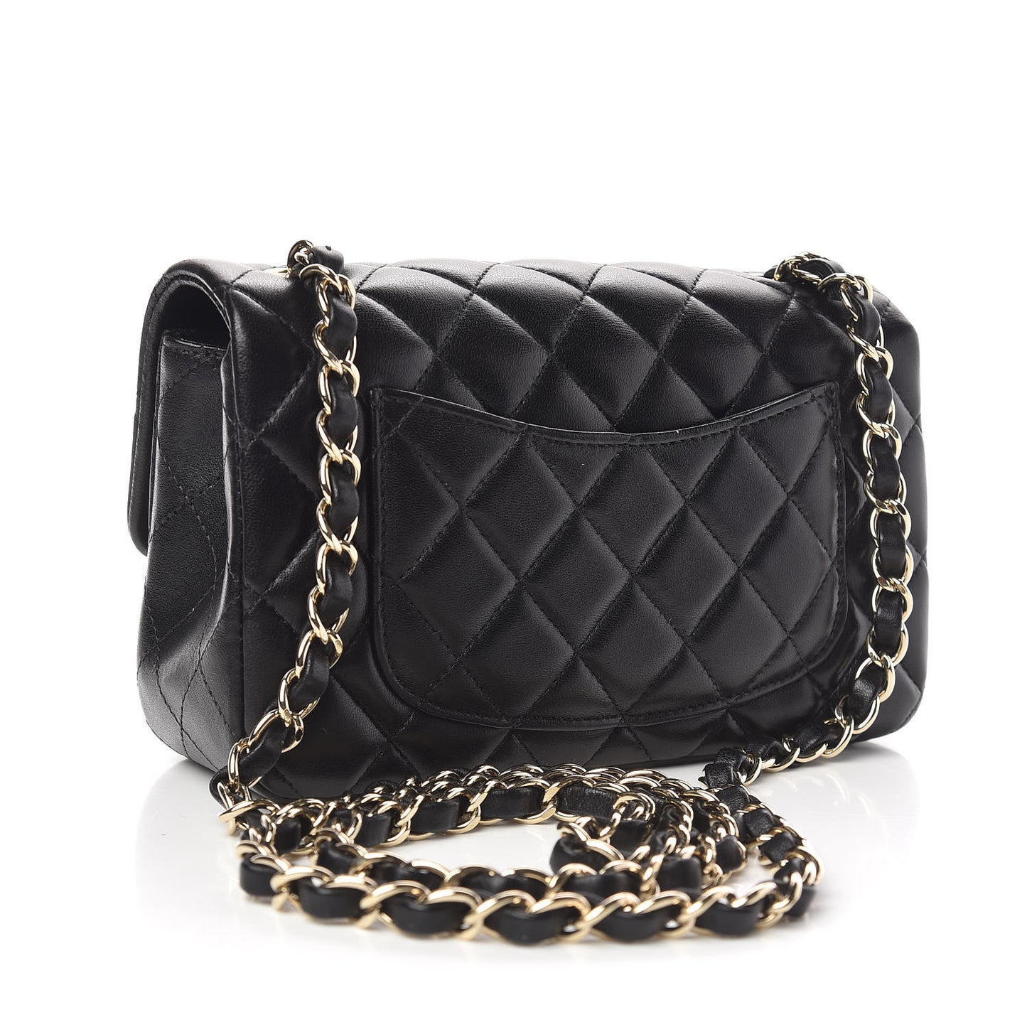 Lambskin Quilted Mini Rectangular Flap Black