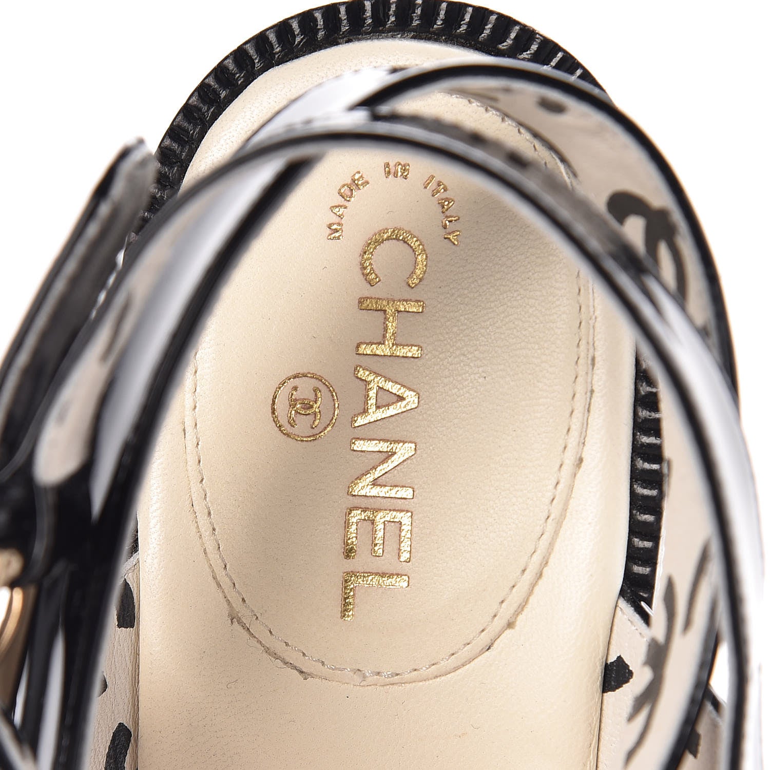 Chanel Patent Calfskin Quilted Heel Sandals 36.5 Black White 7 of 9