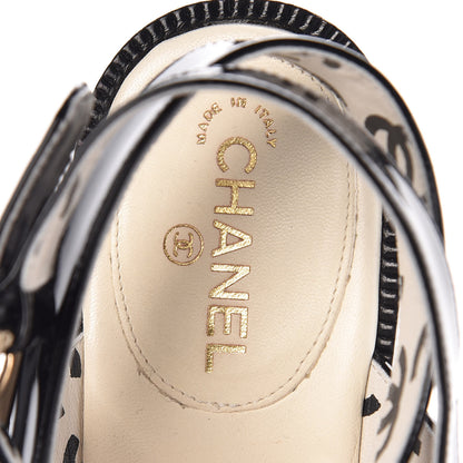 Chanel Patent Calfskin Quilted Heel Sandals 36.5 Black White 7 of 9