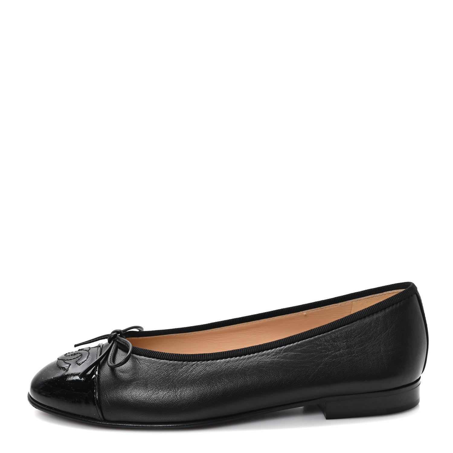 Chanel Lambskin Patent CC Cap Toe Ballerina Flats 35.5 Black 1 of 10