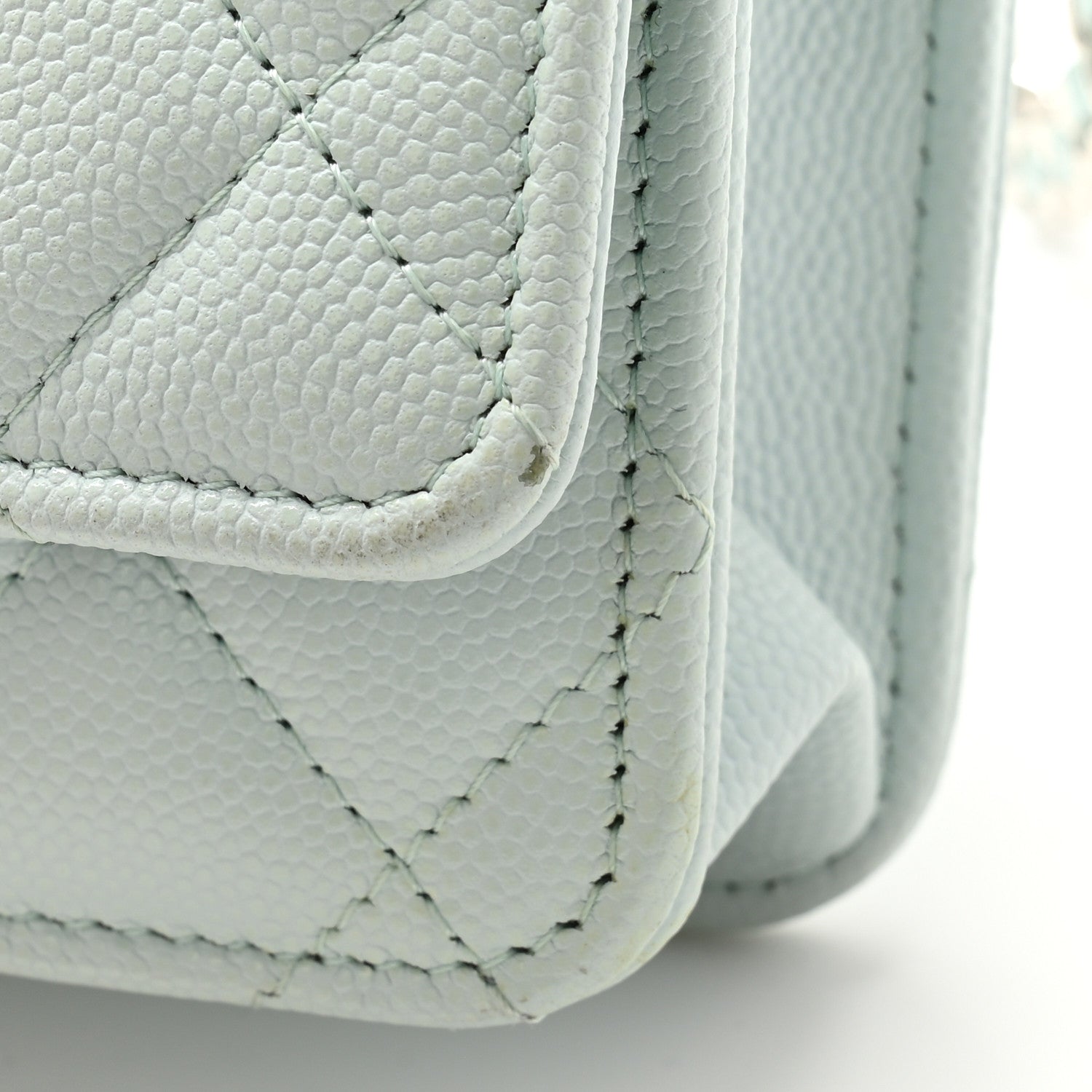 Chanel Caviar Quilted Wallet on Chain WOC Light Blue 11 of 12