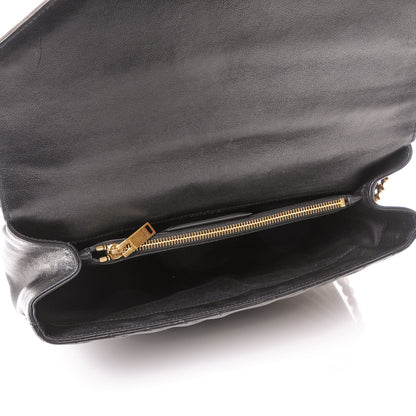Saint Laurent Sheepskin Matelasse Chevron Monogram Large College Satchel Black 5 of 8