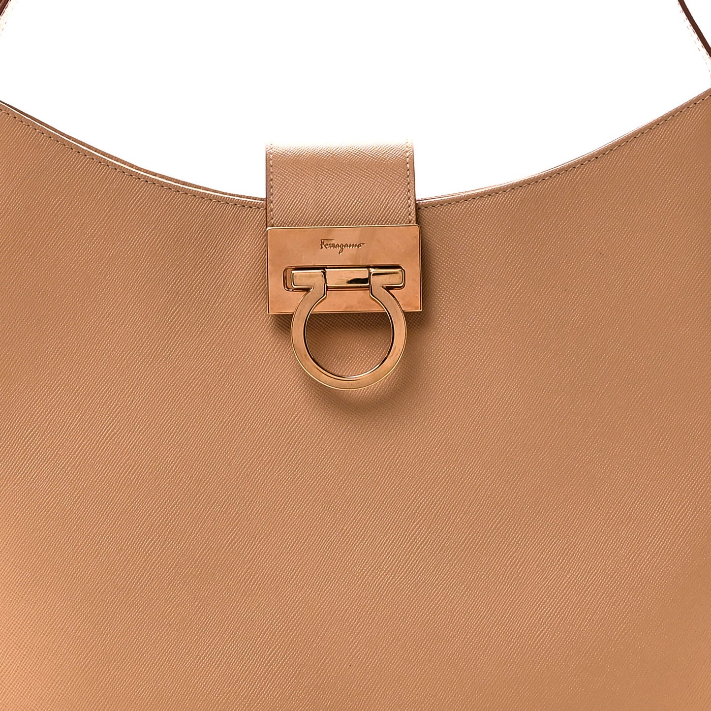 Hammered Calfskin Trifolio Shoulder Bag Sand