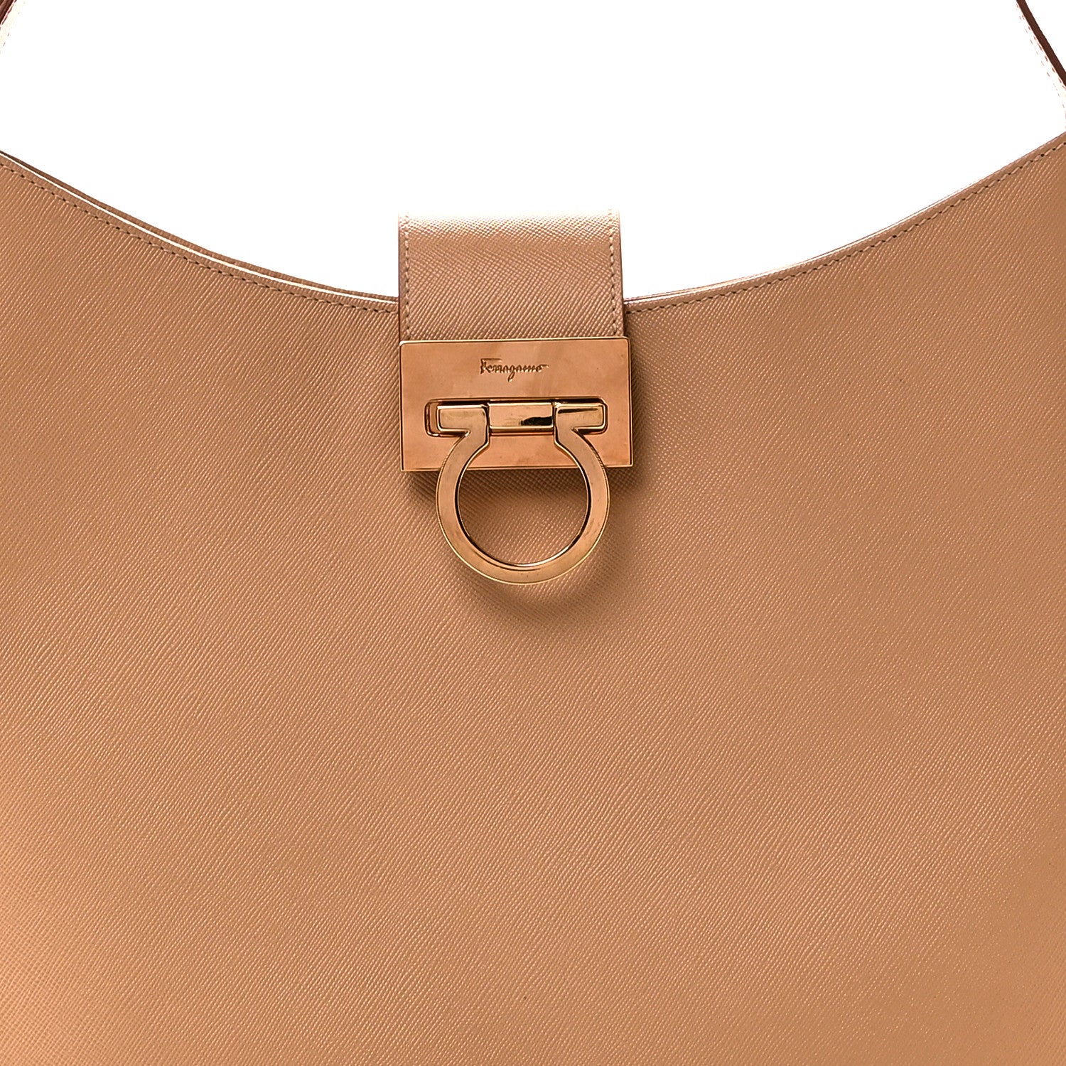 Salvatore Ferragamo Hammered Calfskin Trifolio Shoulder Bag Sand 7 of 10