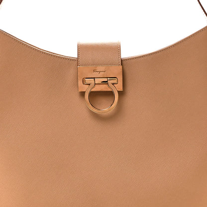 Salvatore Ferragamo Hammered Calfskin Trifolio Shoulder Bag Sand 7 of 10