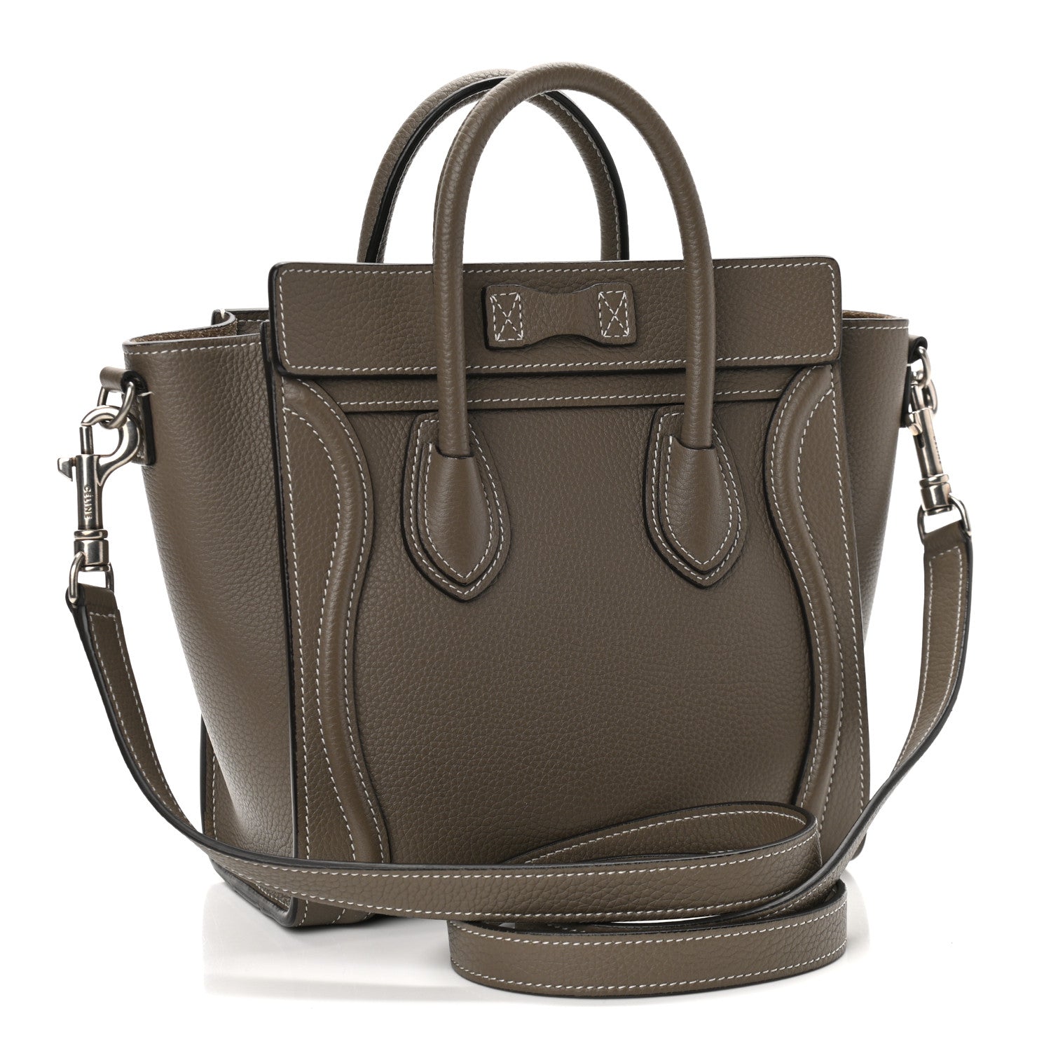 Celine Drummed Calfskin Nano Luggage Souris 3 of 12
