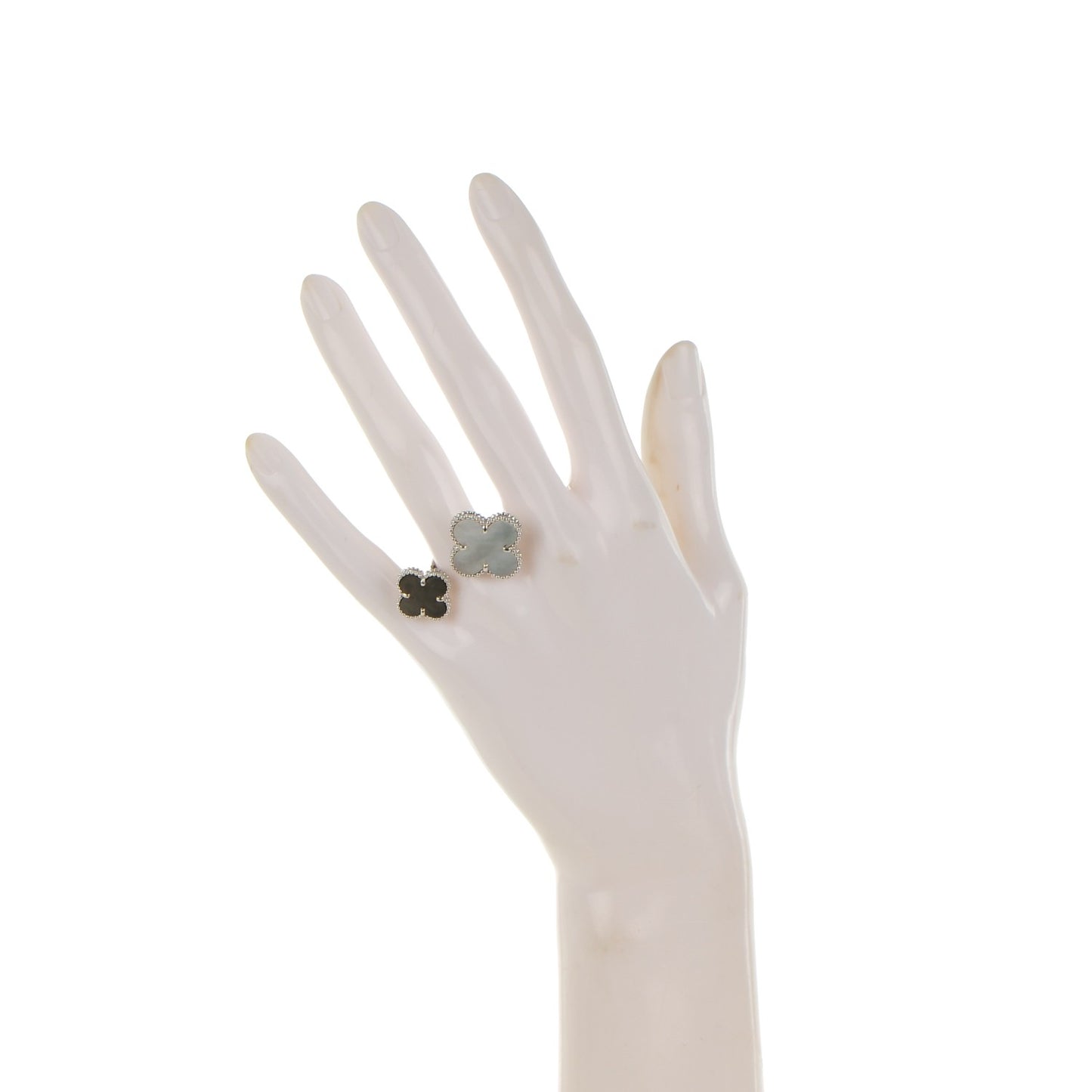 18K White Gold Mother of Pearl Magic Alhambra Between the Finger Ring 53 6.5
