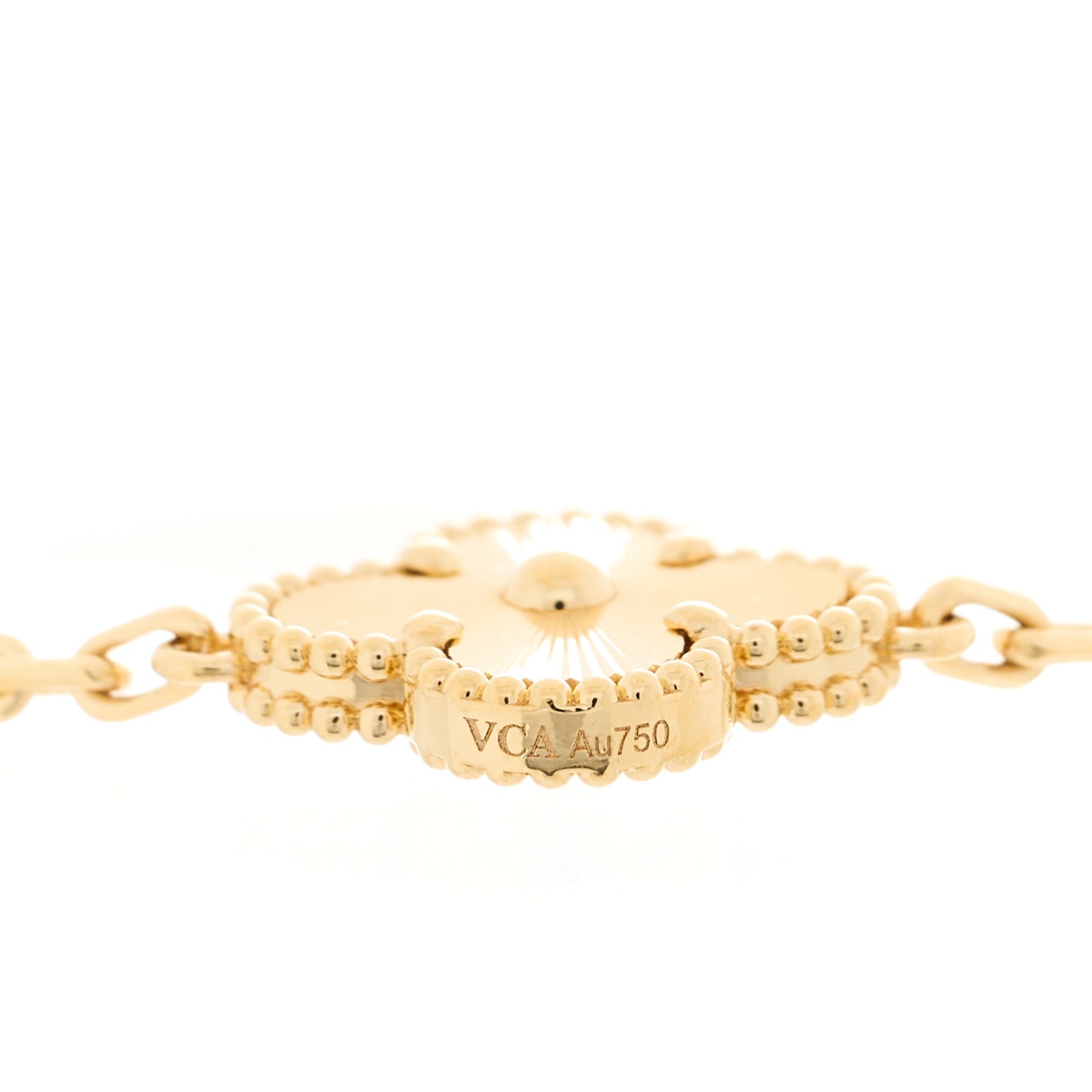 18K Yellow Gold 5 Motifs Guilloche Vintage Alhambra Bracelet