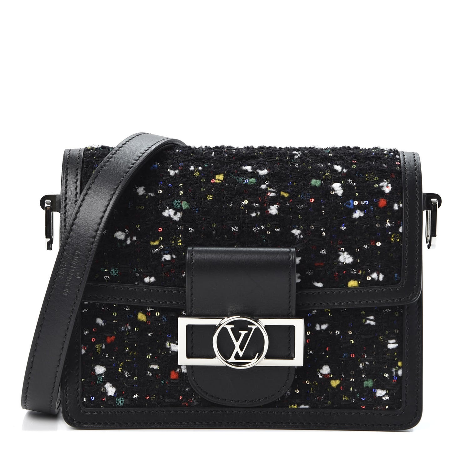 Tweed Calfskin Dauphine Mini Black Multicolor