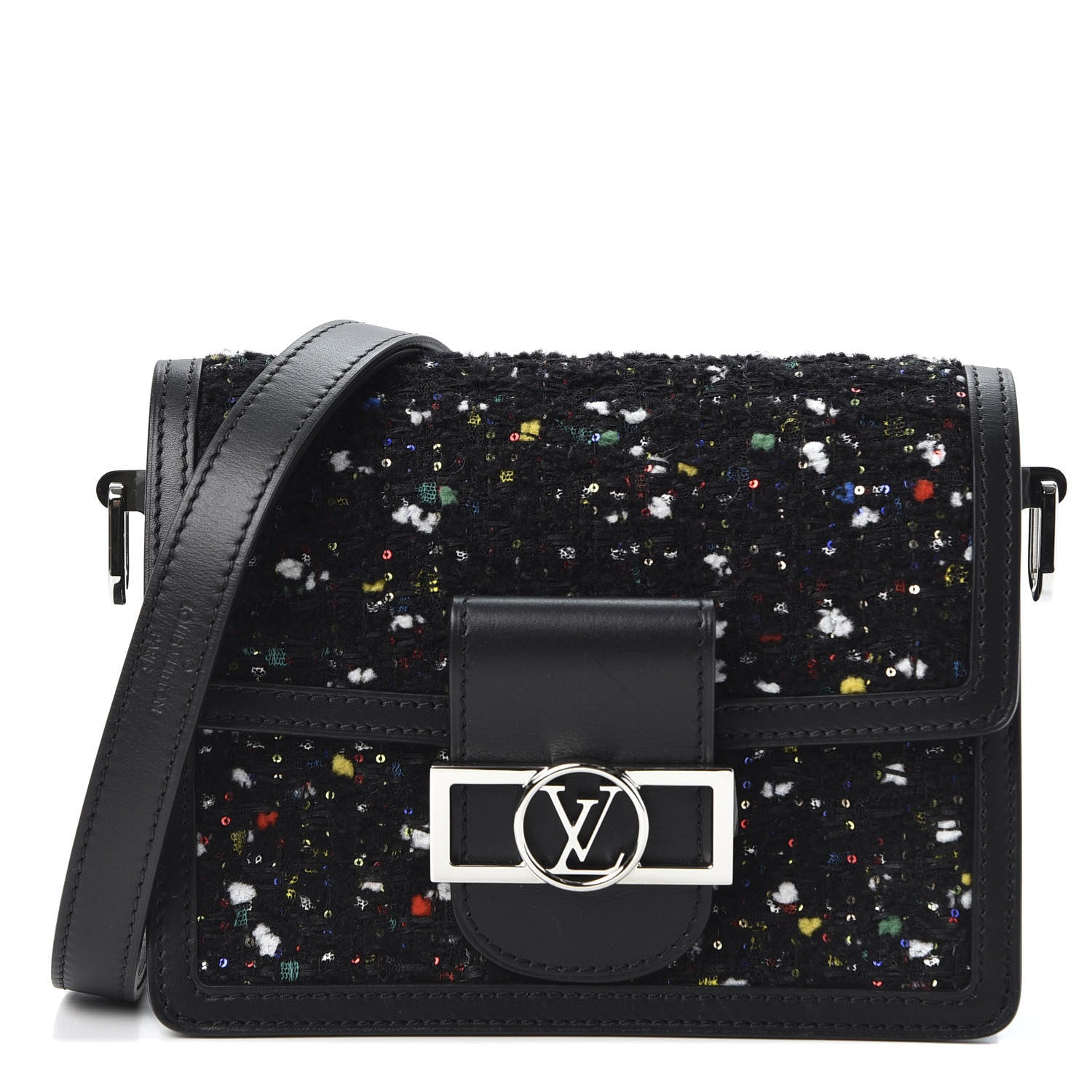 Louis Vuitton Tweed Calfskin Dauphine Mini Black Multicolor 1 of 10