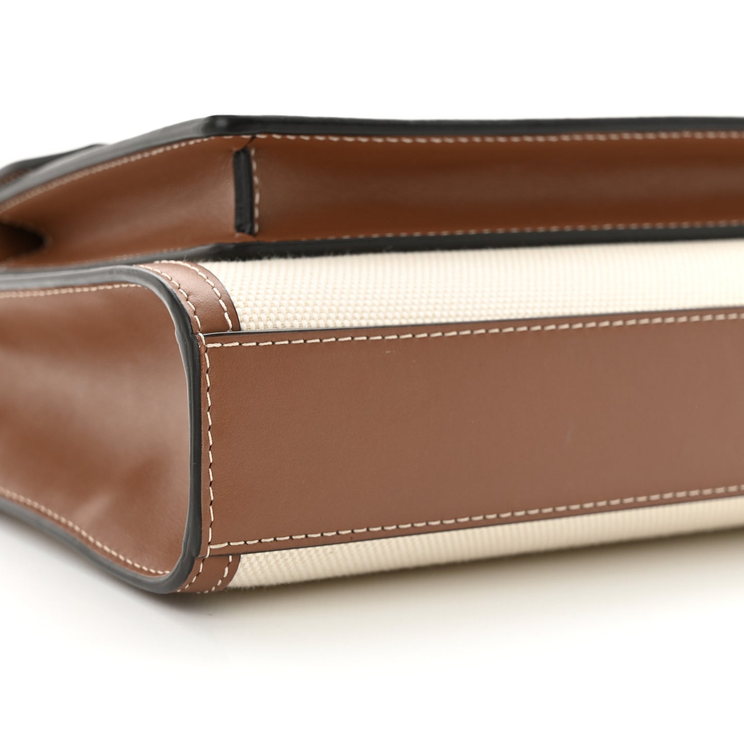 Canvas Smooth Calfskin Two Tone Mini Pocket Bag Natural Malt Brown