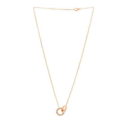 Cartier 18K Pink Gold Diamond Interlocking LOVE Paved Necklace 3 of 4