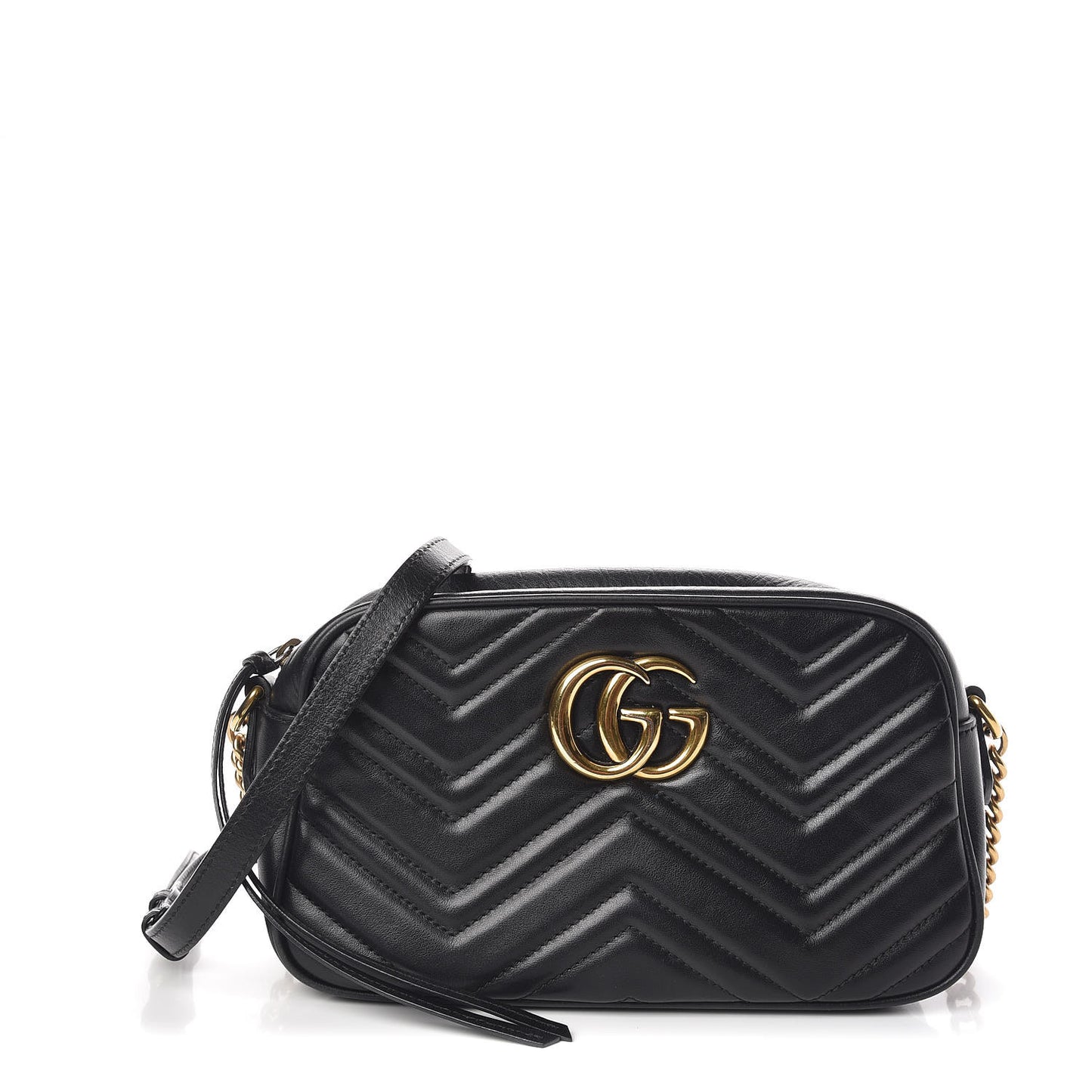 Calfskin Matelasse Small GG Marmont Chain Shoulder Bag Black