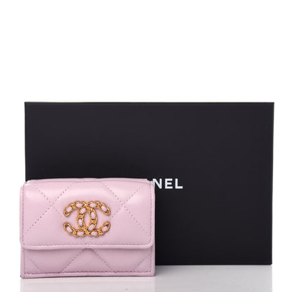Chanel Goatskin Quilted Chanel 19 Flap Wallet Pink 9 of 9