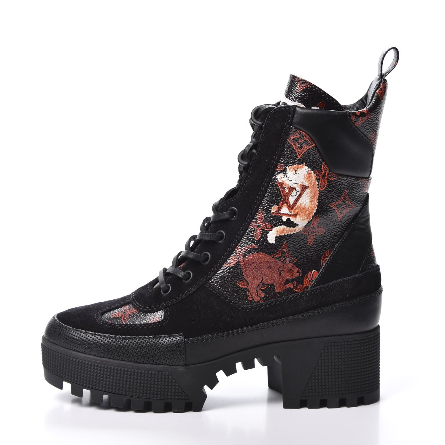 Louis Vuitton Suede Calfskin Catogram Laureate Platform Desert Boots 37 Black Marron 1 of 8