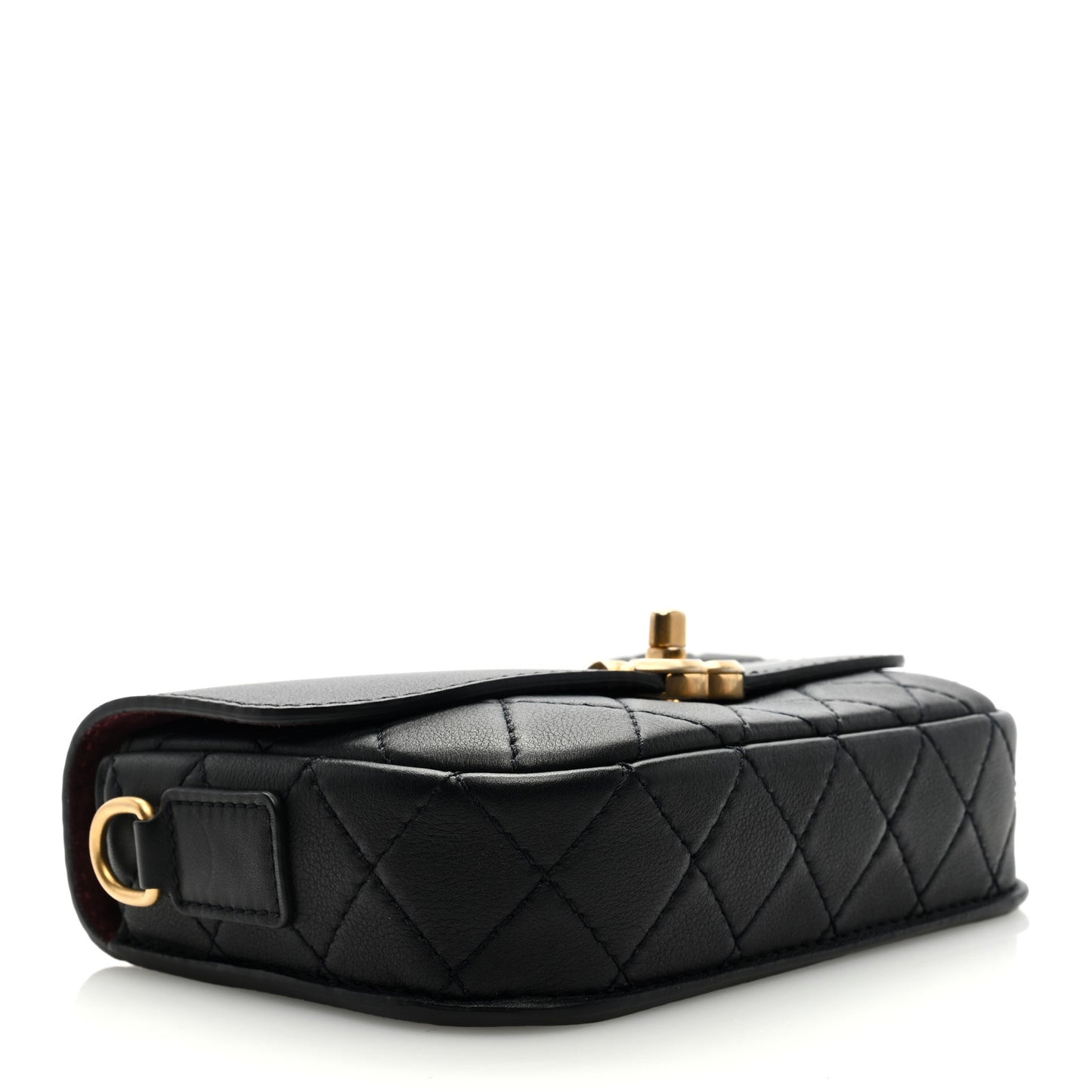 Calfskin Quilted Multi Pouching Flap And Coin Purse Black