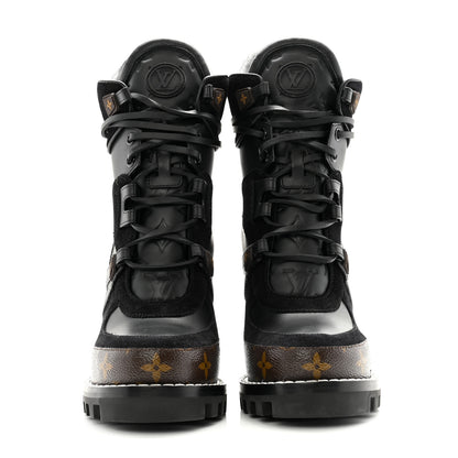 Louis Vuitton Suede Calfskin Monogram Star Trail Ankle Boots 39 Black 2 of 11