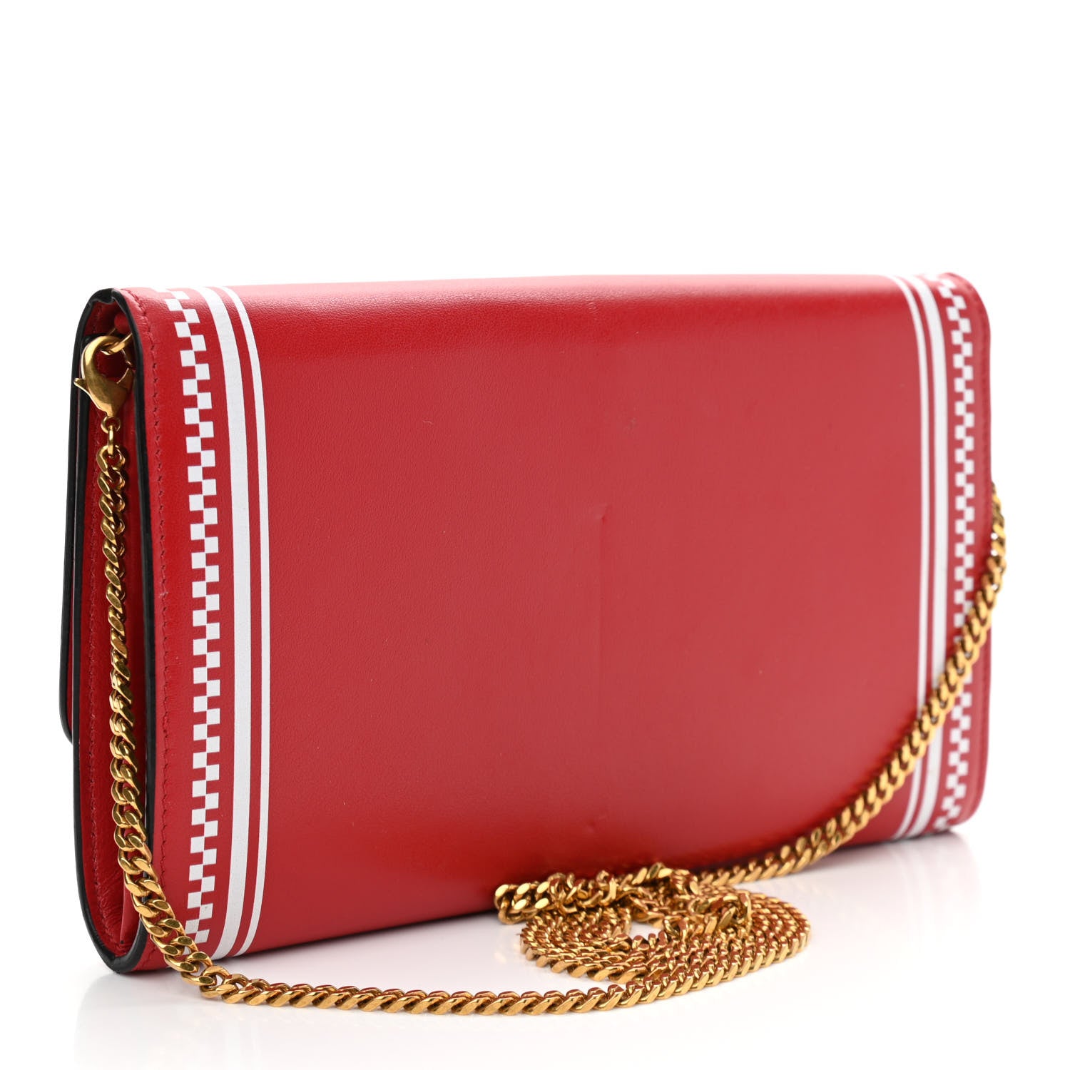 Versace Calfskin 90's Vintage Logo Chain Evening Bag Red 3 of 13