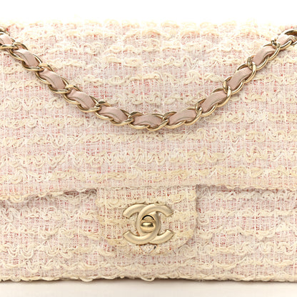 Chanel Tweed Quilted Medium Single Flap White Pink 7 of 18