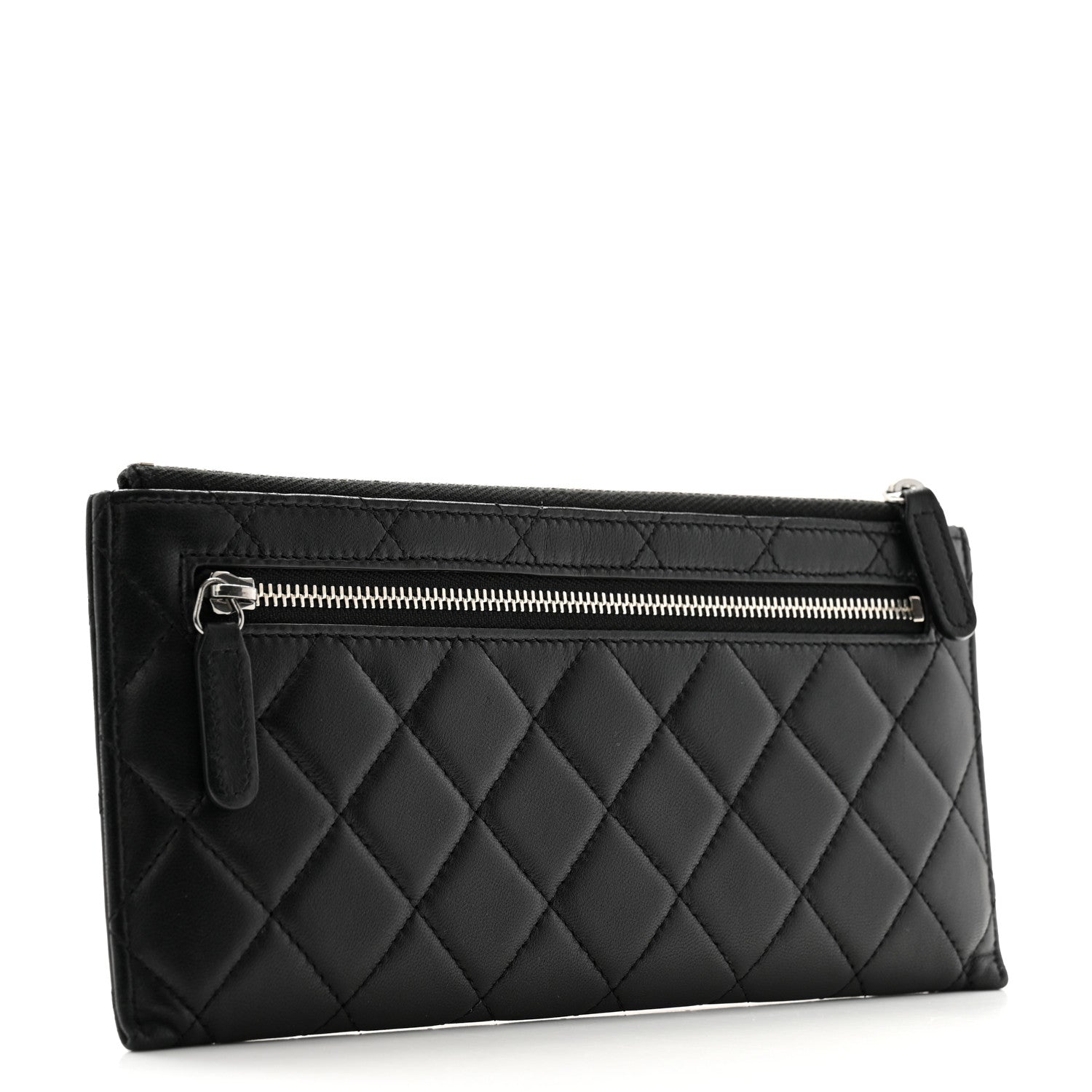 Chanel Lambskin Quilted Zip Pouch Black 3 of 8