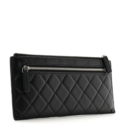 Chanel Lambskin Quilted Zip Pouch Black 3 of 8