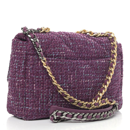 Chanel Tweed Quilted Medium Chanel 19 Flap Purple 2 of 5