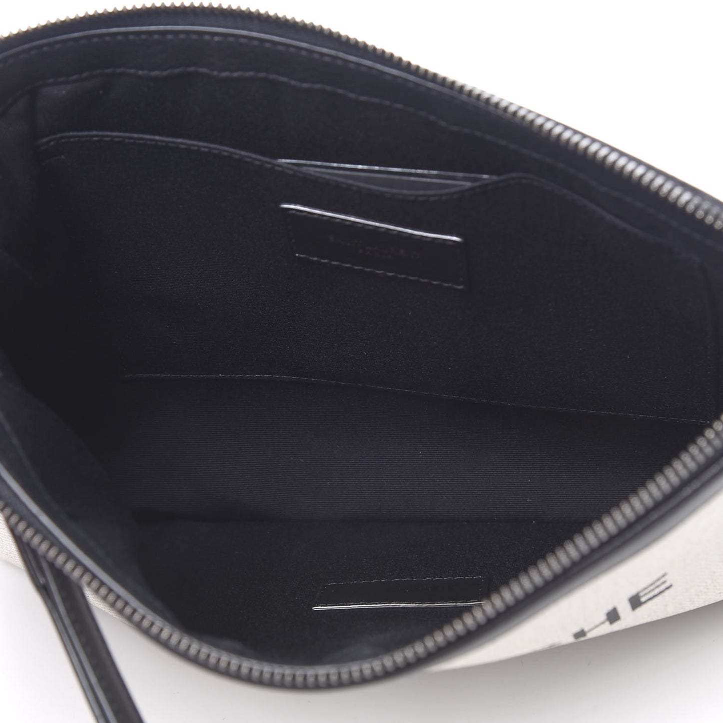 Linen Canvas Rive Gauche Zipped Pouch Optic White