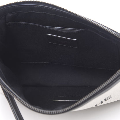 Saint Laurent Linen Canvas Rive Gauche Zipped Pouch Optic White 5 of 8