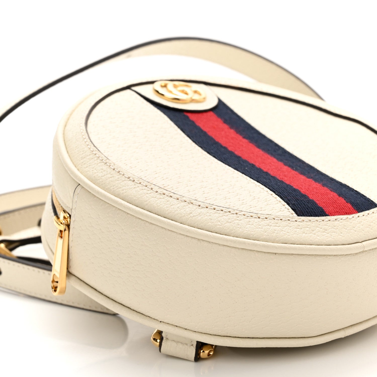 Gucci Textured Calfskin Web Mini Ophidia Round Backpack Mystic White 10 of 11