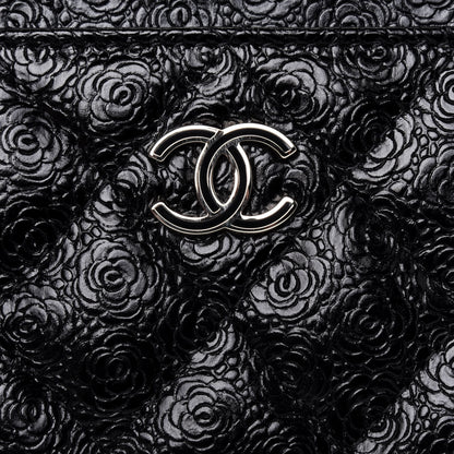 Chanel Calfskin Camellia Embossed Quilted Card Holder Black 11 of 11