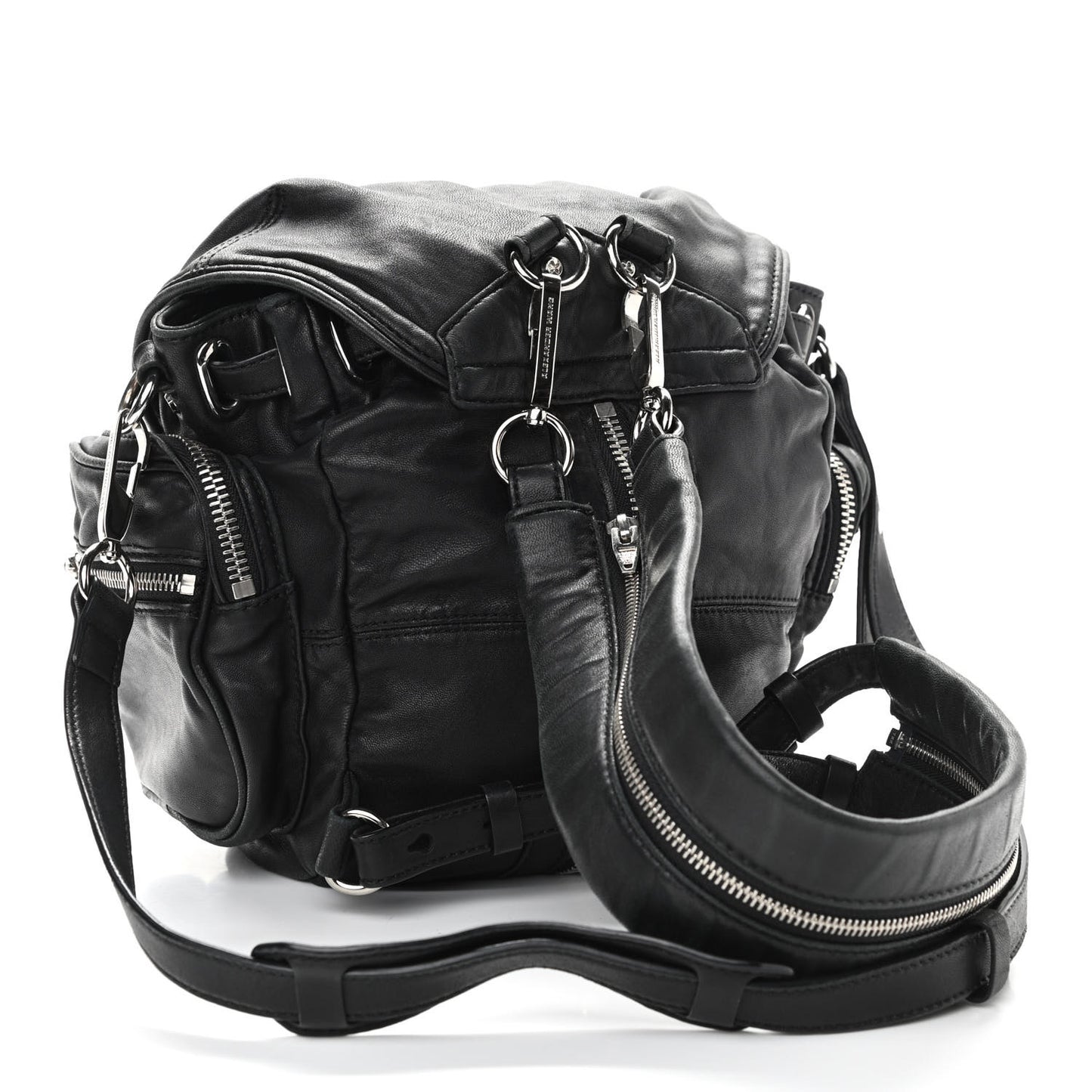 Lambskin Mini Marti Backpack Washed Black Rhodium Hardware