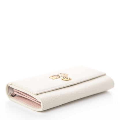 Gucci Calfskin Crystal Bow Continental Wallet Off White 3 of 5